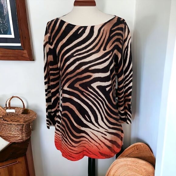 Lauren Ralph Lauren Linen Blend Tunic PL Zebra Sweater Lightweight Animal Print. - Picture 12 of 15